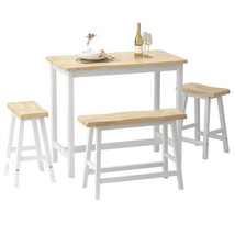 Modern Bar Dining Table Set for 4 All Rubber Wood Kitchen Bistro Counter - £249.75 GBP