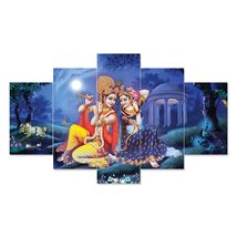 India at your Doorstep Harmony&#39;s Embrace Exquisite Radha Krishna Painting Tranqu - £50.32 GBP