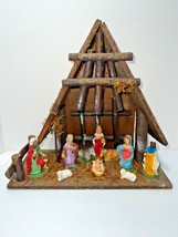 Vintage Christmas Nativity Scene ~Manger, Figures, Baby Jesus &amp; animals ... - £39.92 GBP