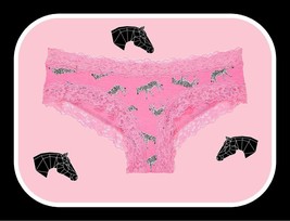 XXL  Pink Zebras Victoria&#39;s Secret Stretch Cotton Lace-Waist &amp; Leg Cheeky Pantie - £8.64 GBP