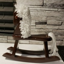 Vintage Wooden Rocking Horse Yarn Mane Tail Hair 8.75&quot; - £9.49 GBP