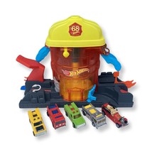 Mattel Hot Wheels Spin City #68 Fire Department Car Spinner Tower + 5 Cars - $15.69
