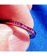 Ruby Eternity Wedding Band Deco Stack Infinity Anniversary Ring 14k Whit... - $2,465.25
