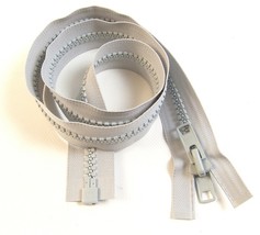 Zipper, YKK, Gray, #10, Separating, Double Metal Tab Slider - Select Qua... - $154.13 MXN+