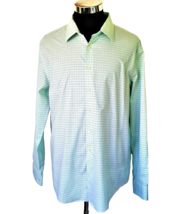 Goodfellow Dress Shirt Mens X-Large 17- 17.5 Green Blue White Plaid Button Front - £13.35 GBP