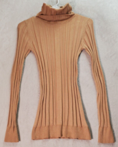 rue21 Sweater Womens Small Tan Knit Rayon Long Raglan Sleeve Turtleneck Pullover - £11.05 GBP