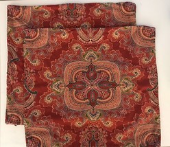 2 Pottery Barn Ainsley Paisley Pillow Covers Burgundy Zipper Cotton Line... - $59.88