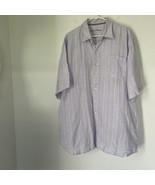Tommy Bahama Button Up Linen Blend Striped Shirt Mens XLargeT Short Sleeve - $19.49