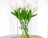 Artificial Tulip 10Pcs with Book Vase, Fake Flowers in Vase for Home Kit... - £12.53 GBP