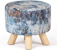 Asense Round Pouf Ottoman With Non-Skid Wooden Legs, Fabric Padded Seat. - £37.56 GBP