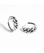 Sterling Silver Graduated Chain Huggie Hoops 17mm - $105.53 CAD