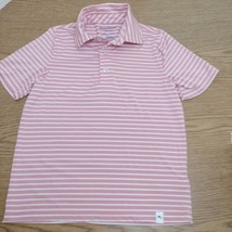 Tommy Bahama Shirt Boys Size 5-6 Pink  &amp; White Polo Active Stretch Excellent Con - $11.45