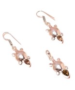Smoky Quartz Pear Gemstone 925 Silver Overlay Handmade Earring Pendant J... - $23.23 CAD