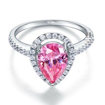 2.00 Ct Pear Cut Pink Created Halo Wedding Engagement Ring 14k White Gold Finish - £69.44 GBP