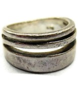 sz 4.5 Rage Unique Double Cut Out Wide Band Sterling Silver 925 Ring Vin... - £34.41 GBP