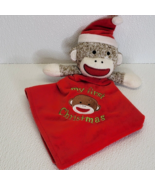 Sock Monkey Baby Rattle Lovey Security Blanket Plush Baby Starters 1st C... - $10.29