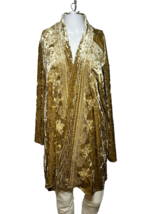 Andree by Unit Kimono Wrap Topper Women&#39;s XL Gold Open Embroidery Bohemian Boho - £16.42 GBP