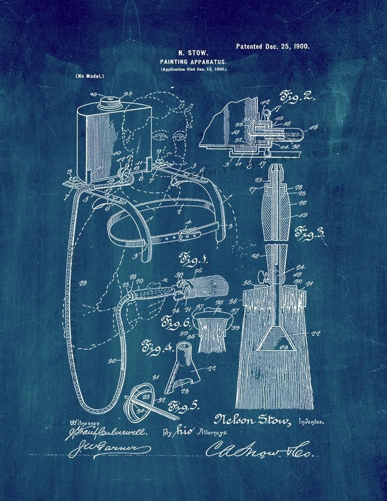 Painting Apparatus Patent Print - Midnight Blue