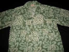 Go Barefoot Sage Army Green Floral Hawaiian Shirt Size Medium Med M - £35.37 GBP