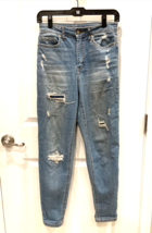 No Boundaries Jeans Womens Size 3 Blue High Rise Mom Distressed Tapered ... - $5.14