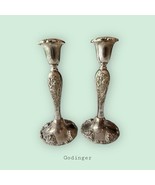 Godinger Silver Plated Grape Vine Taper Candle Holders Pair (2) Floral S... - $163.37 CAD