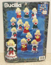 Bucilla Vtg Felt Applique Christmas Ornaments Holiday Angels 12 piece Set 83205 - £11.64 GBP