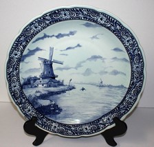 Royal Sphinx Maastricht 16” Delft Blue Windmill Holland Wall Plate, Signed - $119.95