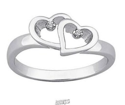 Sterling Silver Two Hearts Ring Silver Size 5 - £45.55 GBP