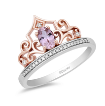 Enchanted Disney Fine Jewelry 1/10 CTTW and Pink Tourmaline Aurora Tiara Ring - £57.54 GBP