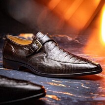 Genuine caiman crocodile and lizard Shoes Toluca Brown image 9