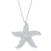 Sterling Silver Micro Pave Large Starfish Pendant W/Chain - £166.68 GBP