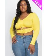 Women&#39;s Plus Size Drawstring Ruched Cutout Crop Top - $14.56 CAD