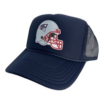 New England Patriots Helmet Navy Blue Hat 5 Panel High Crown Trucker Snapback - £18.70 GBP