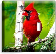 Red Cardinal Bird Pine Tree Nature 2 Gang Light Switch Wall Plate Home Art Decor - £12.85 GBP