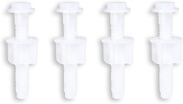 4 Universal White Plastic Toilet Seat Hinge Bolt Screws For Top Mount To... - $30.94