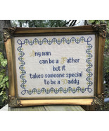 Vtg Hollywood Regency Gold Framed Father Daddy Needlepoint Sampler 13&quot; X... - $113.93 CAD