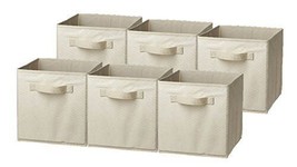 Fabric Storage Cubes Bins 6-Pack Basket Organizers Beige Foldable Contai... - $33.05