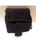 Vintage VERA BRADLEY Black Quilted Micrfiber Hand Shoulder Bag with Tassel - £15.87 GBP