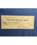 1896 The First National Bank of St. Augustine Florida USED Check - £15.63 GBP