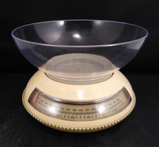 VERY RARE Vintage MCM Kitchen Scale + Original Bowl Green/Yellow 8&quot; Adjustable - £12.59 GBP