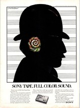 1981 Sony EHF Cassette Full Color Sound Vintage Print Ad Man Bowler Hat ... - $10.97