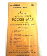 NOS Sealed Vtg 1950&#39;s Cram&#39;s Modern Series Pocket Map Greece Switzerland... - $21.41 CAD