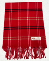 100% CASHMERE SCARF Made in England Warm Wool Plaid Color Red/black/Camel - $9.49