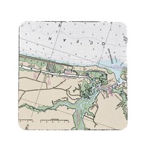 Betsy Drake Holden Beach, NC Nautical Map Coaster Set of 4 - £27.24 GBP