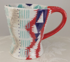 Anthropologie Abstract Handpainted Multicolor Coffee Mug 4&quot;X3&quot;3&quot;1/2 - $15.41