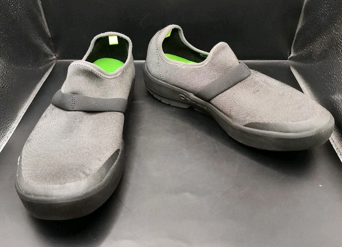 OOFOS Shoes Womens Size 8.5 OOmg eeZee Low Fibre Black Gray Recovery Sli... - $37.40