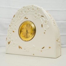 Lenox Cerise Fleur 24K Plaqué Or Porcelaine Bureau Table Horloge Mantel - £45.96 GBP