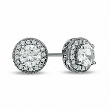 2 Karat Brillantschliff Künstlicher Diamant Halo Ohrstecker IN Massivem ... - £63.12 GBP