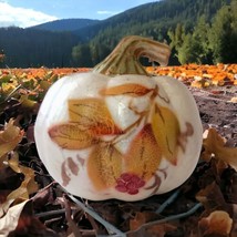 Capiz Shell Gourd Pumpkin Thanksgiving Painted Floral Fall Autumn Farmhouse - $14.84