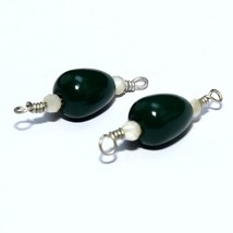 Natural Green Jasper Drop Moonstone Silver Plated Beads Loose Gemstone Jewelry - £4.38 GBP